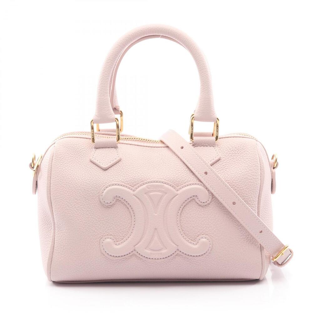 Celine Boston Cuir Triomphe Handbag Leather Pink